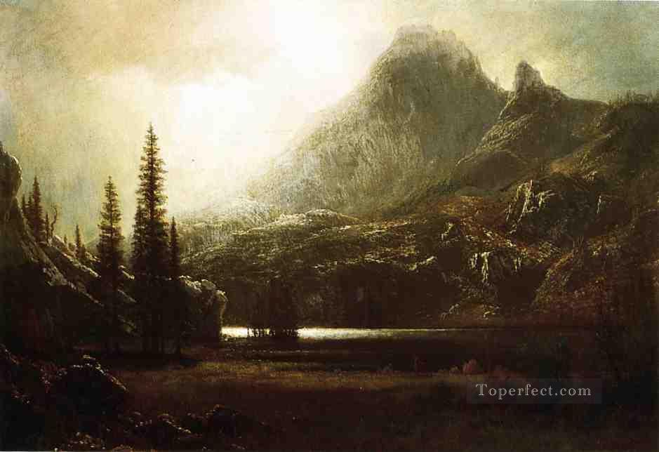 By a Mountain Lake Albert Bierstadt Oil Paintings